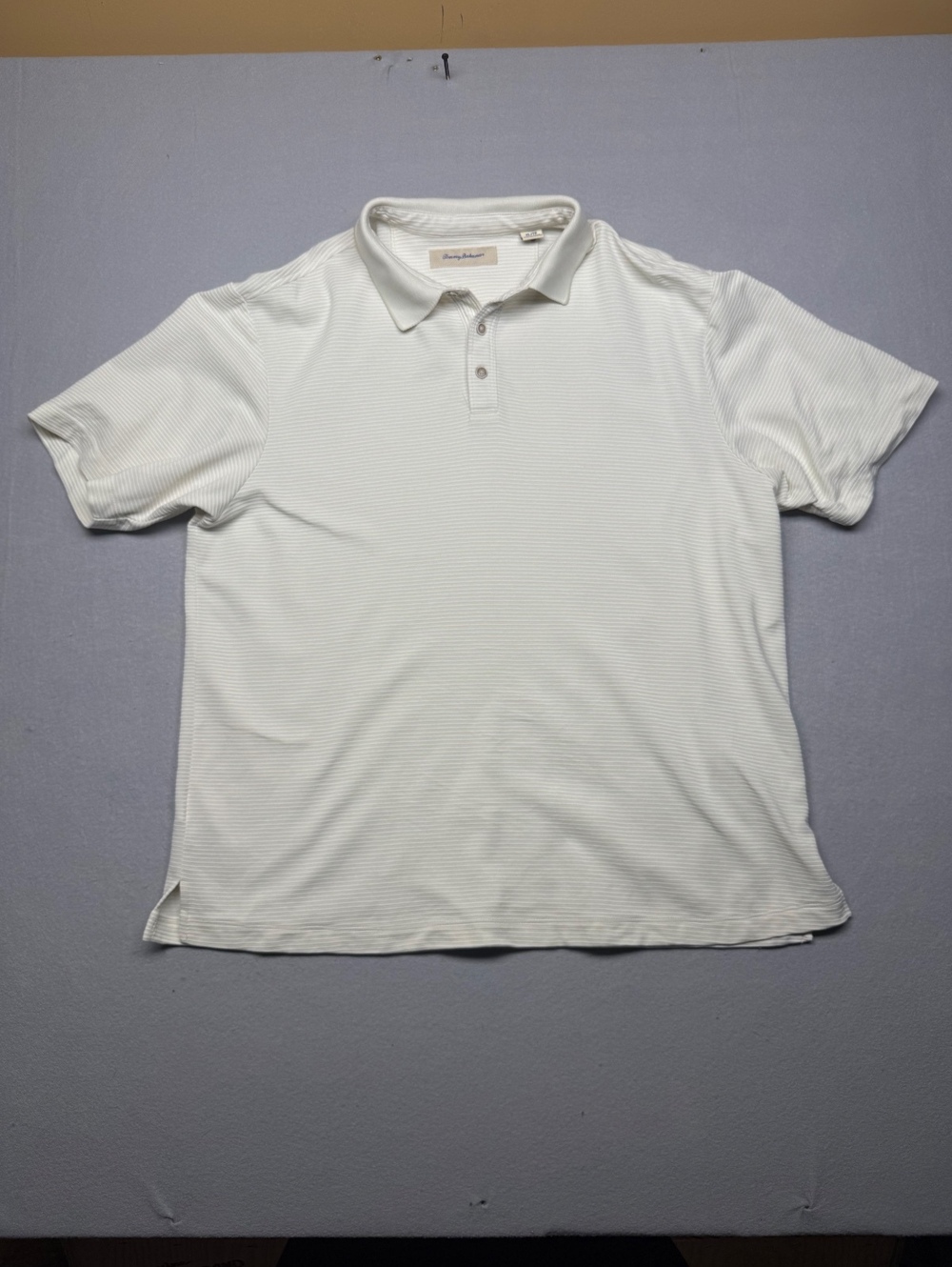 Tommy Bahama Polo Shirt Men's Large White Striped Casual